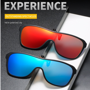 OKDEALS โครงหรูหรา แว่นกันแดดแบบคลิปโพลาไรซ์ ดีไซน์แบบชิ้นเดียว แว่นตาโพลาไรซ์ แว่นกันแดดปรับแสง ระดับสูง กลไกการพลิกขึ้น แว่นตาขับรถแบบพลิกขึ้น ขับรถ
