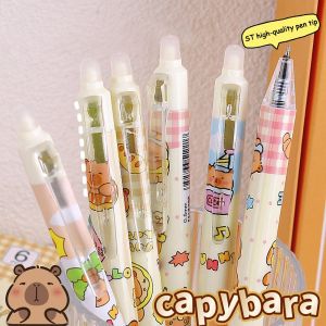 MEMGOUO 6Pcs/lot Quick-drying Capybara Gel Pen 0.5mm Cartoon Blue Pen Black Pen School Office Writing Stationery