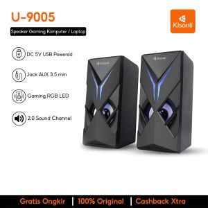 KISONLI Gaming Speaker Komputer/Laptop U-9005 Strong Bass And LED RGB Light