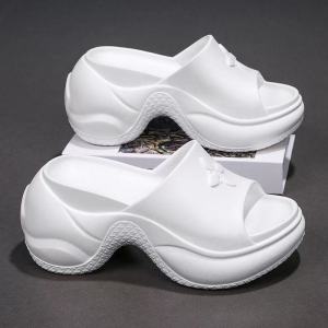 [Free Shipping] Thick-Soled Slippers High-Heeled Slippers EVA Slippers WomenS Outdoor Slip-On Sandals WomenS Home Sandals WomenS Beach Sandals