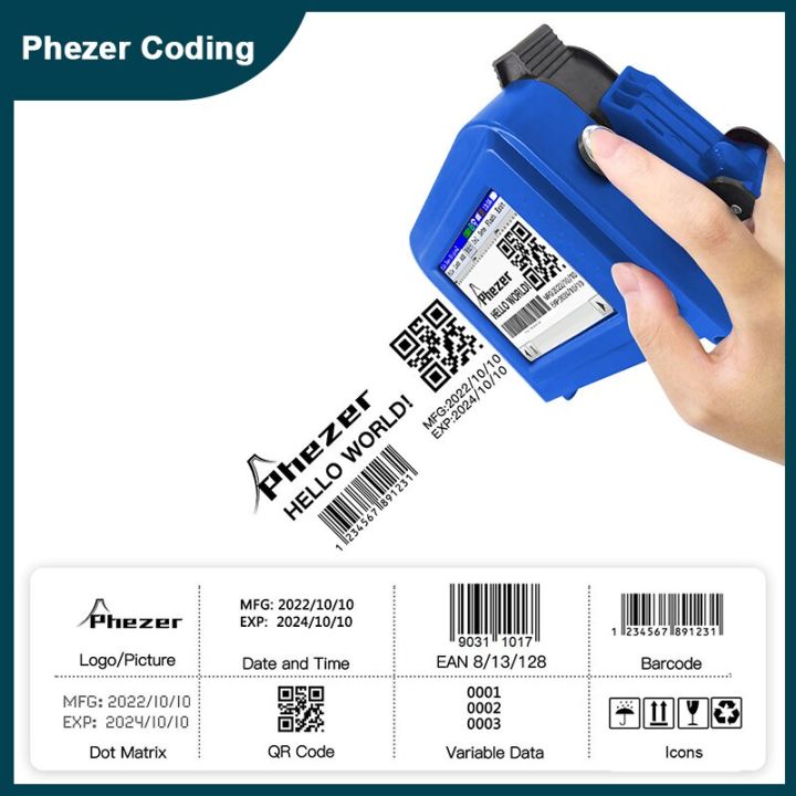 Phezer PC11 Portable Printer QR Bar Batch Code Date Number Expiry Date ...