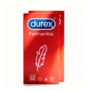 Original Durex Fetherlite Feather Light Condoms 12 Pack Ultra Thin Extra Soft Silky Lubricated Condoms for Natural Skin-Like Intimate Sensation