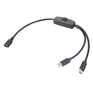 USB 5Pin to USB C Splitter Cord Female to Male Adapter Cable Wire with Power Button for LED Light and Fan 30cm