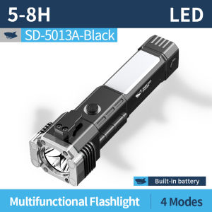 SMILING SHARK Flashlight Super Bright LED Torch Light Type-c Rechargeable Work Light 4Mode COB Side Light With a Hammer Waterproof Outdoor Emergency Light SD5013