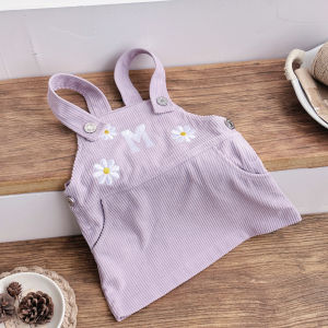 Baby Girl Clothes Denim Overall Strap Dress Daisy Flower Embroidery Bodysuits Autumn New Baby Clothes 0-3 Years Girl Midi Skirt2026