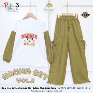 COD Setelan Atasan Kaos Motif Kartun Dan Celana Panjang Polos Anak Perempuan 8-13T Nachaa Vol2 Set