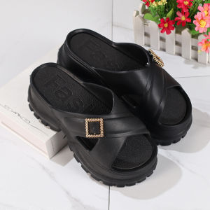 Free Shipping Thick-Soled Slippers For Women Designed To Make Petite Women Look Taller New Summer Styles Casual Slip-On Sandals For Outdoor Wear Available In Large Sizes