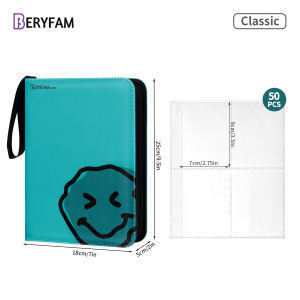 BERYFAM Binder Zipper Album 400/900 Pocket Turquoiuse Blue Pokemon Lomo Card Photocard Leather Binder Sleeves Blueberry Series