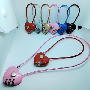 Metal Heart Shaped Padlocks Lock passwords Padlocks Long Wire Rope-Lock for Lovers Wedding Anniversary Travel Couple Lock