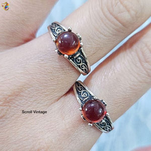 Collection Grade Orange Spessartite Garnet Titanium Adjustable Rings (3 Designs)