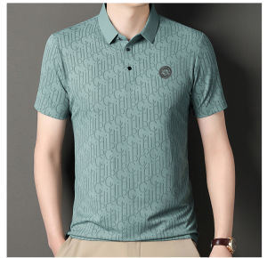 Ielgy Áo thun ngắn tay thường ngày công sở Áo polo áo in hình mỏng mùa hè nam