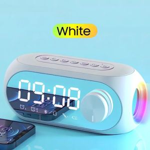 Alarm Clock Radio FM Speaker Portable Subwoofer Sound Music WirelessWoofers Lamp Column
