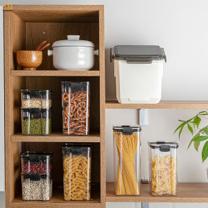 Tầm Nhìn Trong Suốt Bằng Nhựa Kín Có Thể Có Nắp Bể Lưu Trữ Tủ Lạnh Bể Lưu Trữ Thực Phẩm Ngũ Cốc