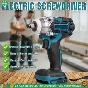 Electric Impact Wrench Rechargeable Cordless Wrench 1/2 Socket Electric Screwdriver Max 520Nm for Makita 18V-21V Battery[2-days delivery]