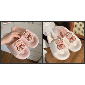[ Buy 1 Take 1 ] Korean Womens Fashion Cartoon Slippers Summer Simple Home Flat Slippers(Bear)