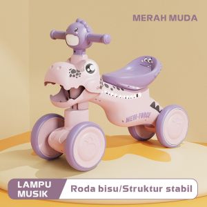 Mainan Anak Sepeda Balance Bike (MUSIC) Tanpa Pedal Sepeda Keseimbangan Anak Roda 4 Ride On Toys / Push Bike Anak Perempuan Laki