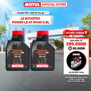 Combo 2 Dầu nhớt xe tay ga Motul Scooter Power LE 4T 5W40 0.8L