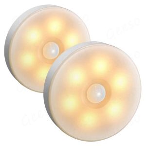 (SG) Motion Sensor Lights LED Night Light Battery Rechargeable Battery Powered Magnet Stick On Closet Bathroom Stairs Wall