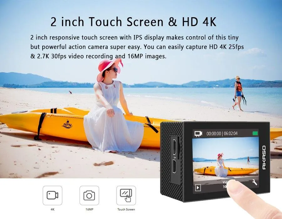 AKASO EK7000 Pro 4K Action Camera with Touch deals Screen EIS Adjustable