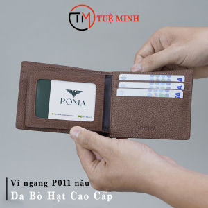 Ví nam da bò Hạt cao cấp màu nâu P011-HN dáng ngang da thật làm quà tặng - Bảo hành 12 tháng