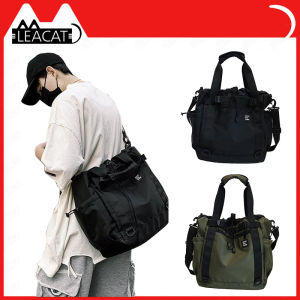 Leacat กระเป๋าเอกสารผู้ชายไนลอนกันน้ํากระเป๋าสะพายไหล่ใหญ่กระเป๋าสําหรับผู้ชายคุณภาพสูงผู้ชายฮิปฮอป Streetwear กระเป๋าเดินทาง