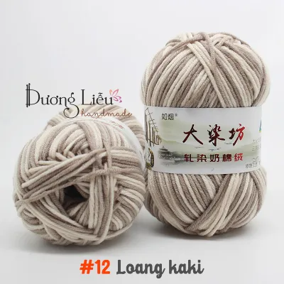 Len Milk Cotton màu loang cuộn 50g
