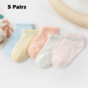 SKISOPGO 5 Pairs Baby Socks Cotton Kids Mesh Short Socks Thin Breathable Comfortable Sock for Girls Boys