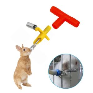 FMSRZX 5 Sets Removable Rabbits Drinker Plastic Automatic Rabbit Integrated Water Nozzle Animal Drinking Tools Spring Rabbit Water Drinker Bunny