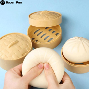 Simulation Bun Squeeze Toy Steamed Stuffed Squishy Food Decompression Toy Squeezing Fidget Toys Unzip Vent Toy Stress Relief)