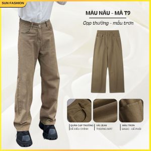 Quần jean quần bò nam nữ ống suông  WASH XÁM TRẮNG SUN T9 thiết kế basic dễ phối đồ phong cách hàn quốc