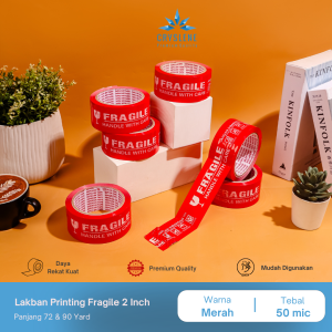CRYSLENE Lakban Solasi Fragile Merah 2 inch (72Yard & 90Yard)