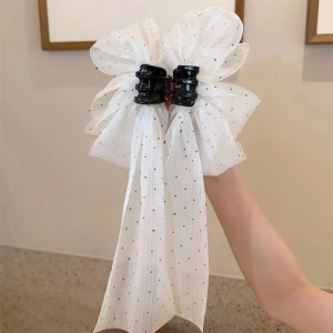 Ribbon Gauze Bow Hair Clamp Grab Clip Female Back Head Half-Tie Hair Clip Shark Clip Headdress Hair Accessories