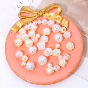 50-300 Hạt Hoa Hồng Ngọc Trai Giả Acrylic 6 8 10 12Mm Hạt Rời Màu Trắng Cho Vòng Tay Tự Làm Phụ Kiện Làm Trang Sức