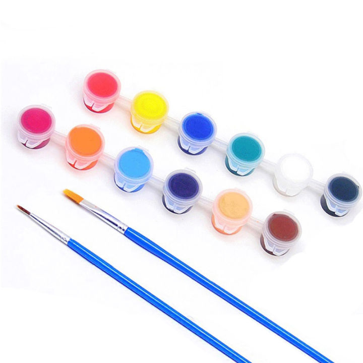 12 Colors 2 Paint Brushes Paints Set 35ml Oil Painting Materials Color