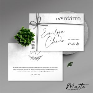 [50 pcs] Undangan Aestetic Matte BW - Undangan Pernikahan Murah DOFF BW - Undangan Pernikahan Matte A2
