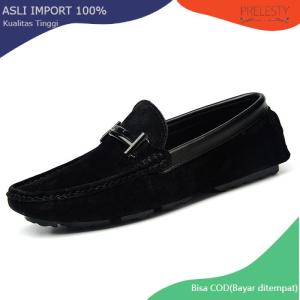 Prelesty Fashion Sepatu Casual Slip On Pria Slop Mocasin Santai Tanpa Tali Cowok Dewasa Murah Kulit Keren Pantofel 297