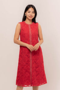 RIMINI - Dress Pesta Tanpa Lengan Mewah Lace Textured  Size XS-XL - Carlie Dress CC32518