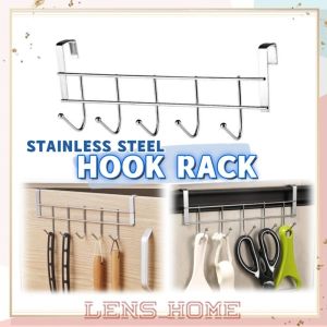 Stainless Steel 5 Hooks Organizer Cabinet Rack Hook Heavy Duty Over The Door Hook Towel Hanger Door Hanger Wall Hook