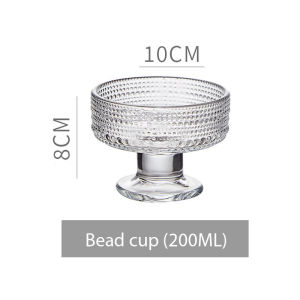 Nordic Creative Transparent Glass Dessert Cup Ins Style Cold Drink Ice Cream Glassware Cup Carving Glass Cup 200ml Capacity