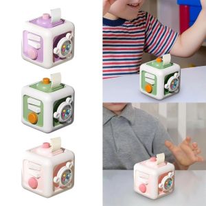 PANG8 Fine Motor Toy Early Education Activity Cube Educational Drawer Switches Montessori Sensory Toy Sensory Play Plastic Busy Board Toddler Gift