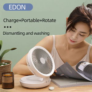 EDON Circular USB LED Night Light Fan Portable Adjustable Wireless Rechargeable Wall Fan bedroom office school outdoor