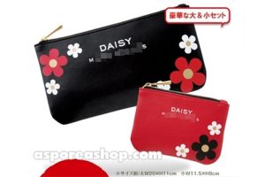 2 Pc MJ Daisy Daisies Flowers Pouch & Purse Set (Red & Black) *GWP*