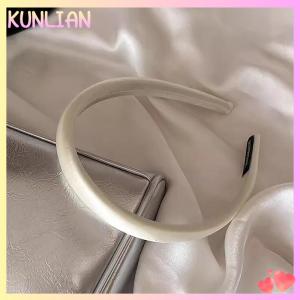 [KUNLIAN] Vintage Solid Cream Color Hairband Satin Silk Hair Bands Headwear For Women Girls Fashion Hair Hoops Headbands Hair Accessories