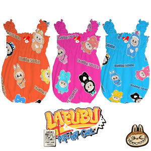 Dress Anak Perempuan Printed Labubu Imut Model Singlet 6 - 18 Bulan / Daster Anak Cewek Print La Bubu The Monsters Kutung COD / Terusan Anak - Anak Lekbong ZORAYA