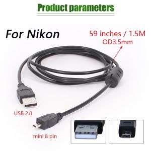 Kabel Data / Usb Cable UC-E6 8Pin For Camera Nikon Sony Kodak Olympus Fuji Coolpix Cybershot Uce6 Pc Komputer Laptop Pindah Transfer Data Kamera Dslr Benq Fujifilm Panasonic 8 Pin Finepix Pentax Sanyo D3200 D3300 D5300 Charger D5000 D5100 D5200 SLC