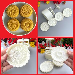 Trung Thu 4 mặt VÂN HOA Hướng Dương Hoa Đồng Tiền Hoa Văn Phong thuỷ... Khuôn Bánh nhấn lò xo tạo hình 3D Siêu Sắc. Đồ Gia Dụng nhà bếp pha chế làm bánh nguyên liệu làm bánh Truyền thống TIỆN LỢI 250gr/ 200gr/ 150gram