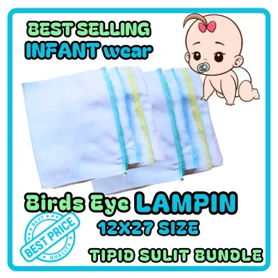 Baby Lampin 6pcs or 12pcs Baby Cloth Diaper Birdseye Cotton Medium Large XL XXL Size Newborn Essentials Malapad Makapal