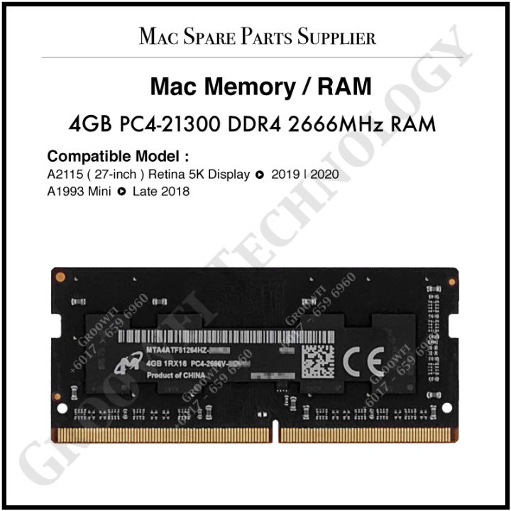 2018 Ram Mac Mini A1993 Ram Upgrade 4GB/8GB 21300 DDR4 2666/2667