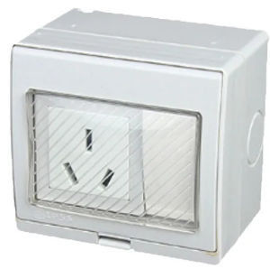 Waterproof AU 16A 250V 1Way IP55 Outdoor Splash-proof Anti-UV Surface mounted Outlet Australia New Zealand Power Wall Socket