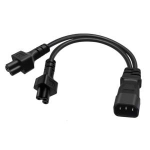 32cm/1ft IEC320 C14 to IEC320 C5 + C5 Power Cord 1 in 2 Out Y-splitter Adapter Cable Extension Line Extender Wire